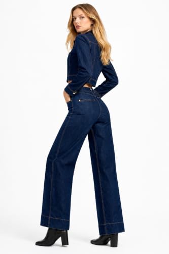 Image of Ben Martin Women's High Waist Jeans || Flared Bell Bottom Bootcut Pants || Wide Leg Stretch Denim - Perfect for Travel, Party & Everyday Use - Sizes 26-40 (2)