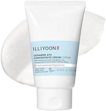 Illiyoon Ceramide Ato Concentrate Cream | Moisturizer for Dry & Sensitive Skin, 100hr Lasting Hydration, For Face & Body, Gentle for Infants, Moisture Barrier Repair, Vegan Certified, 6.76 fl.oz.