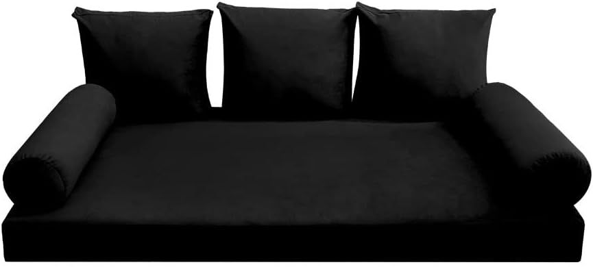 Prolinemax Style V3 Twin-XL Size Knife Edge Velvet Indoor Daybed Mattress Bolster Pillow Complete Set AD374