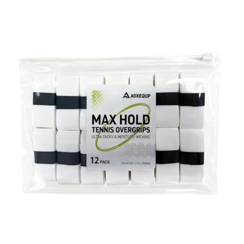 AOXEQUIP12PACK Tennis Racket Grip Tape, Racket Grip Tape, Tennis Wrap Grip Tape,Grip Tape for Handles Fits Tennis/Badminton/Squash Rackets (White)