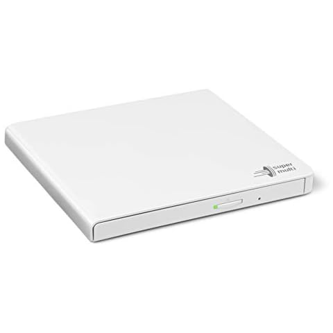 Hitachi-LG GP57 External DVD Drive, Slim Portable DVD Player/Writer for Laptop/Desktop PC, USB 2.0, Windows and Mac OS Compatible, 8x Read/Write Speed - White Cover