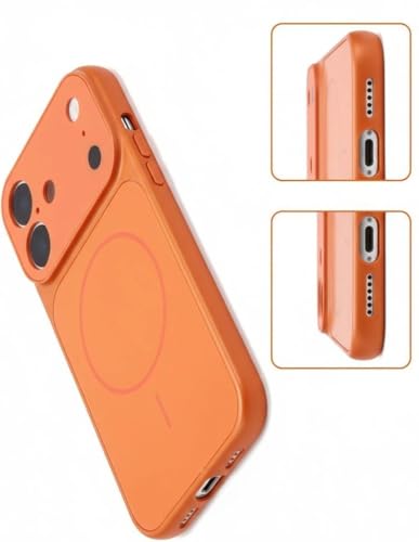 Image of for iPhone 17 |Convert to 17 pro /17 Pro Max Style Premium Back Glass Magsafe Wireless Charge Converter Cover Magnetic Case for iPhone 17 |Convert to 17 pro /17 Pro Max (Orange)