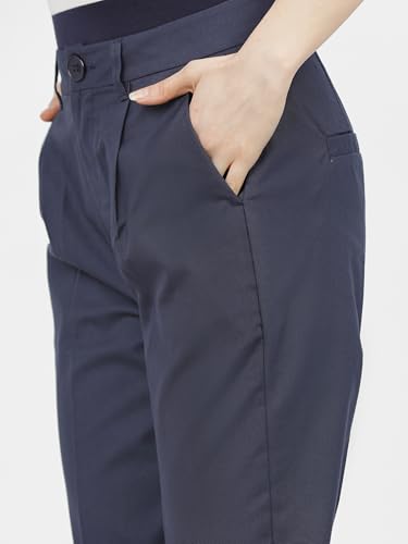 Image of Tokyo Talkies Women's Regular Fit Peg Trousers | Stretchable Trousers| High-Rise