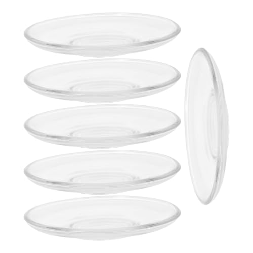 DONFAMDS 6Pcs Glass Tea Saucer Set 9X9Cm Multipurpose Cup Coaster Plates for Snacks and Dining Table Decor