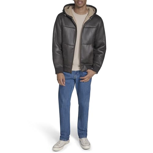 Levi's Men's Buffed Cow Faux Leather Hoody Bomber2