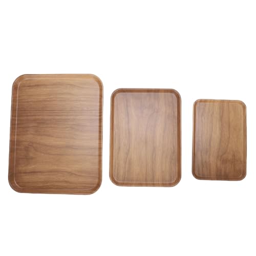 Nurnesy Bandejas de Servicio Rectangulares Antideslizanes de 3 Piezas: Platos Fáciles de Limpiar y Apilables para el Desayuno, Fruta y té