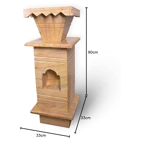 HANDICRAFT BAZAAR Marble Tulsi Pot for Home | Tulsi Marble Planter for Roof, Porch Balcony (Brown Large)