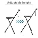 cadciehe Folding Cane with Seat, Lightweight Adjustable Aluminum Walking Stick, Portable Anti-Slip Crutch Chair with LED Light, 5-Height Settings, Ideal for Seniors and Travel Black