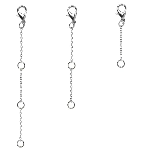 3 PCS Necklace Extender Silver Sterling Silver Extender Chains for Necklaces Bracelets and Anklets Lengths of 2 4 and 6 Inches Cable Curb Link Chain Extenders for Jewelry Making