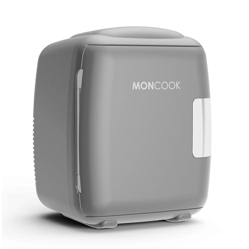 MONCOOK Mini Fridge For Bedrooms - Small, Portable & Quiet Mini Fridges For Skincare, Medicine, Food & Drinks - Cooling & Warming Function - Perfect For Home, Office, Car Or Travel - 5L - White