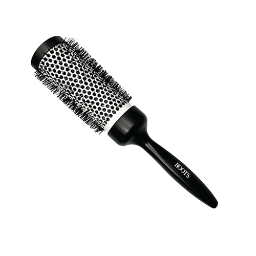 Image of ROOTS Professional Barrel Hair Brush | For Blow Drying & Volumizing | With Ceramic Barrel & Nylon Bristle | For Women's Wavy & Curly Hair | Length - 10.59 Inch, Model No - PEC44 Black