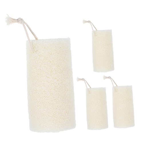 Mikikit 4 piezas Esponjas Naturales de Lufa para Baño Esponja Corporal Exfoliante y Suave Diseño Alargado para Espalda Mejora Absorción de Lociones para Ducha y Viaje