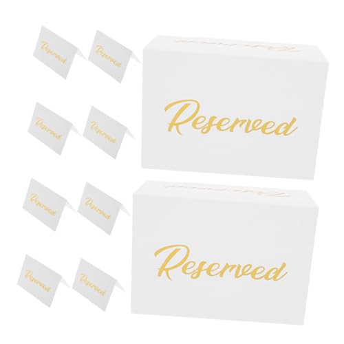 Cabilock 10pcs Double Sided Reserved Table Cards Gold Foil Tent Signs for Weddings Parties and Restaurants Elegant Reserved Chair Signs for Guest Seating Arrangements