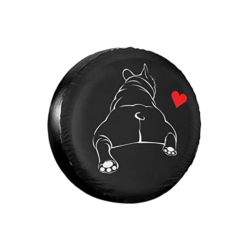LOJAOGON Funny Bulldog Puppy Dog French Spare Tire Cover Wheel Protectors Dust-Proof Wheel Tire Cover Fit,Trailer, Rv, SUV and Many Vehicle 17inch