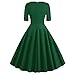 Women 1950's Vintage V Neck Cocktail Swing Dress 50s 60s Roll Half Sleeve Audrey Hepburn Rockabilly Prom Dress Spring Pleated A line Homecoming Formal Tea Party Bridesmaid Dresses Green-V Neck XL