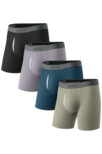 GOOTUCH Men’s Breathable Bamboo Boxer Briefs, Moisture-Wicking Odor Control Underwear, Durable & Sweat-Free (2&4 pack)