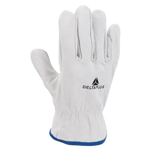 Delta Plus FBN49 - Guantes de seguridad de trabajo de piel de vacuno de grano completo, talla 09/L (12)