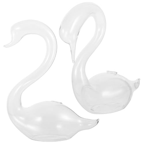 OSOLADY 2pcs Creative Swan Glass Vases Hydroponic Planting Flowers Home Decoration Office Vase Decors for Study and Home