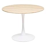 Matière : MDF Paris Prix Atmosphera Créateur d\'intérieur - Table à Manger Effet Travertin Elias 102cm Naturel