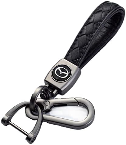 Wasben Black Color Genuine Leather Car Logo Keychain Suit for Mazda 3 Axela 6 ATENZA MX-5 CX-3 CX-4 CX-5 Series