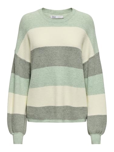 ONLY Damen Onlatia L/S Stripe Pullover KNT Noos Sweater, Silt Green,S