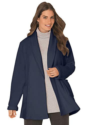 Woman Within Women's Plus Size Microfleece Cardigan - 4X, Navy Blue #TOP10