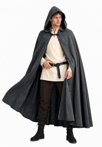 Renaissance Hooded Cloak Medieval Cape Halloween Costume for Women Men
