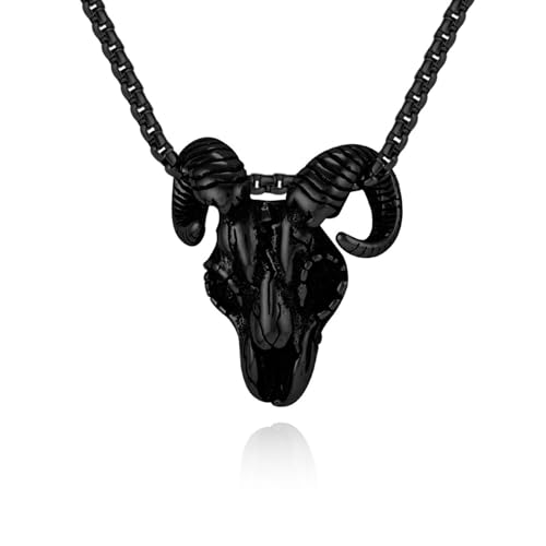 Pendentif crâne de chèvre en acier inoxydable, une idée cadeau vintage pour motard et gothique