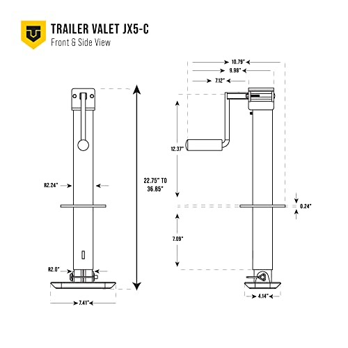 Trailer Valet Jx5-C Center Mount Tongue Jack - Drill Powered, 5K Capacity #TOP6