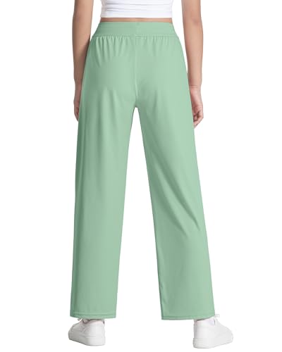 JOCMIC Calça social para meninas, pernas largas, para ioga, com bolsos, cintura alta, calça casual l