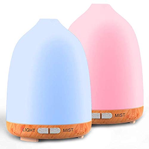 Diffusers for Essential Oil 2 Pack Wood Grain 120ML Essential Oil Diffuser Ultrasonic Aromatherapy Diffuser Cool Mist,Auto Shut-Off for Home Bedroom Study Yoga Spa
