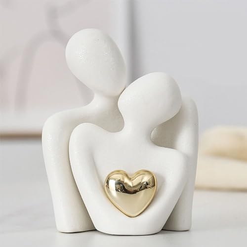 Décoration maison statue couple en céramique design épuré pour buffet