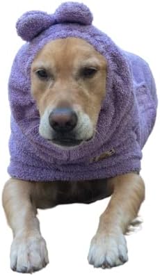 DERPYCHAPPY Premium Dog Bathrobe Towel, Absorbent Microfiber Robe for Small Medium Extra Large Dogs and Cats, Stylish Cozy Quick Pet Drying Towels After Bath, Pool or Beach (S, Lavender)