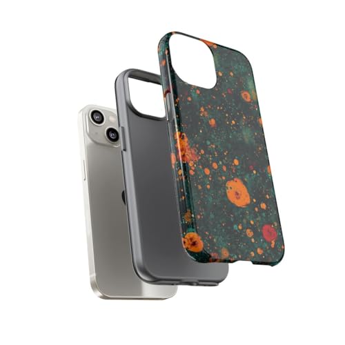 Coque rigide iPhone 14 design bulles orange bleu accessoire mode pour le bureau