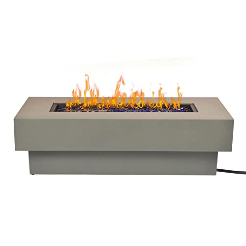 Baide Home Outdoor Low Profile Fire Table, 48-Inch Rectangle Propane Gas Fire Pit Table, 50,000 Btu Modern Firepit W/Lid, Fire Glass, Cover, 10Ft Propane Extension Hose.flint Gray #TOP1