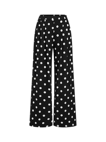 CIDER Polka Dot Palazzo Pants for Women Wide Leg Flowy Pants with Pockets Elastic Mid Waist Summer Beach Vacation Outfits
