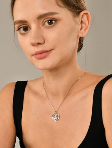 YL Women's Butterfly Necklace 925 Sterling Silver Flower Rose Pendant Birthstone Halo Jewelry3