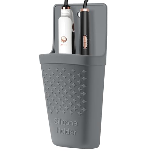 ZAKRA Curling Iron Holder Heat Resistant Silicone Holder for Flat Iron Hair Straightener Hot Hair Tools Vanity Accessories Organizer.(Grey)