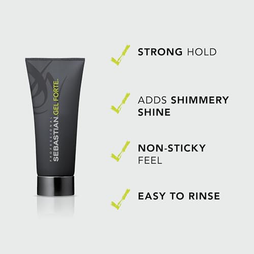 Sebastian Professional Gel Forte Hair Styling Gel, Strong Hold, Non Greasy, No Stiffness or Stickiness, Professional Hair Care, 200 ml