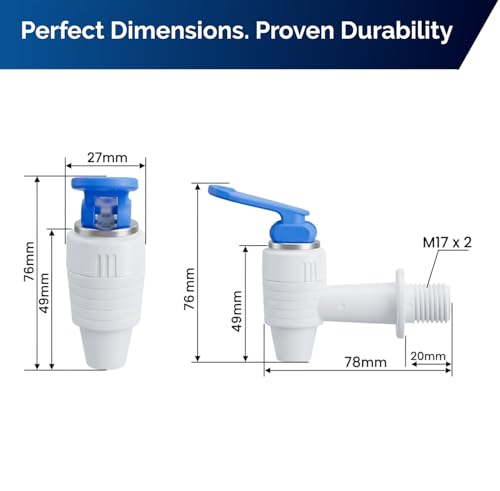 Image of Universal RO Water Purifier Tap Pack of 2 | Leak-Proof Plastic Faucet with Blue Handle & Cap | Fits All RO Purifiers & Water Pots | Durable Replacement Tap