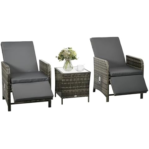 Outsunny 3-Piece Adjustable Rattan Bistro Set Cover