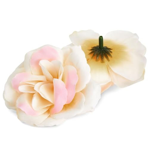 Image of Bright Creations Artificial Roses - 3-Inch Champagne, 50-Pack Stemless Silk Heads - Silk Roses for Wedding DIY Bouquets - Gold Flowers for Centerpieces & Home Decor