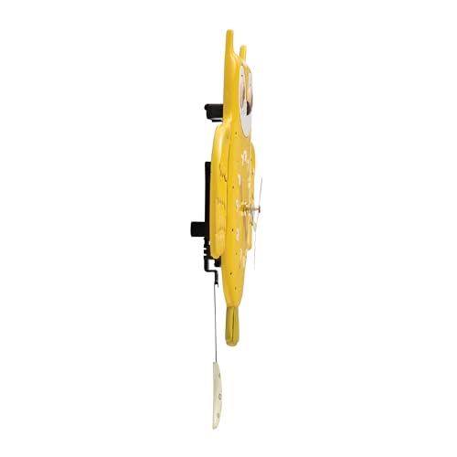 Reloj de pared péndulo amarillo diseño búho 10.6 pulg miniatura 4