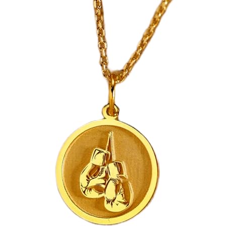 Collier pendentif gants de boxe en argent sterling plaqué or élégant