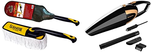 Image of Bergmann Stunner Car Vacuum Cleaner with Stainless Steel HEPA Filter (Black) Gladiator Twister Car Duster (with Wax-Baked Cotton Strands)
