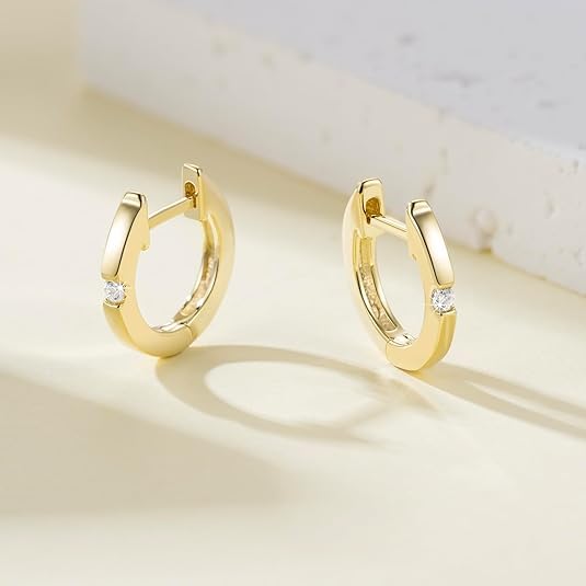 Hoop Earrings 14K Gold Hoop Earrings for Women Cubic Zirconia Huggie Hoops Earring Ultimate Charm Gold Earring 12.7mm3