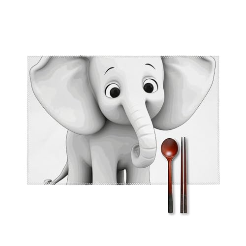 Sets de table cuisine imperméables résistants chaleur éléphant blanc