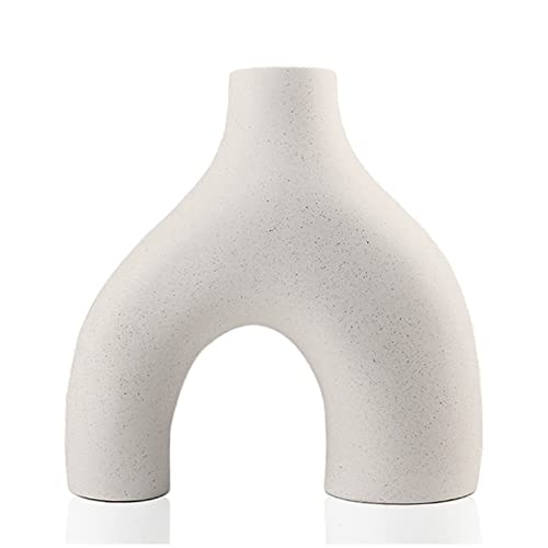 Kingbar Moderne Keramik Vase, Matte Blumenvase Für Wohnkultur, Handgefertigte Vase Mit Unregelmäßiger Form Für Pampasgras, Trockenblumen, Tischschmuck Cover