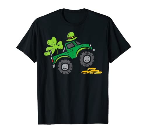 Niños Leprechaun Truck Shamrock St Patrick Day Niños Camiseta