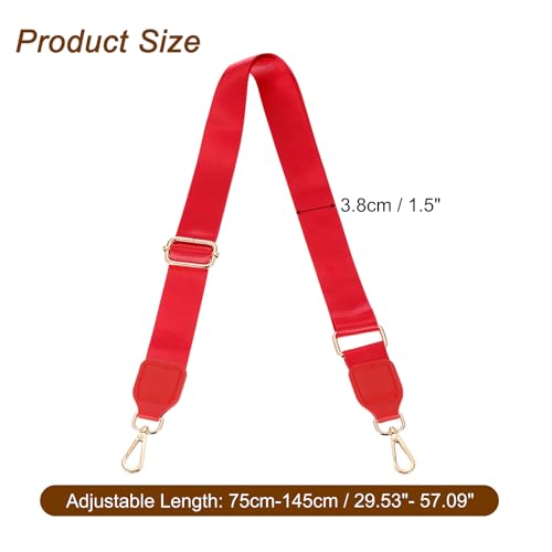 Image of uxcell Wide Shoulder Strap, 3.8cm Adjustable Purse Strap Replacement Crossbody Strap for Shoulder Bag Handbag, Red, Gold Square Mouth Buckle